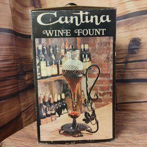 Vintage Cantina Wine Fount Glass Decanter on Wrought Iron Stand in Original Box